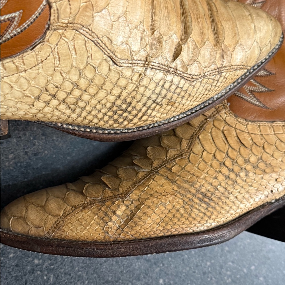 Vtg Dan Post Python Snake Brown Leather Western C… - image 8